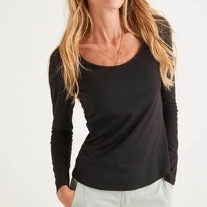 Boden Black Supersoft Scoop Neck Tee Size 12